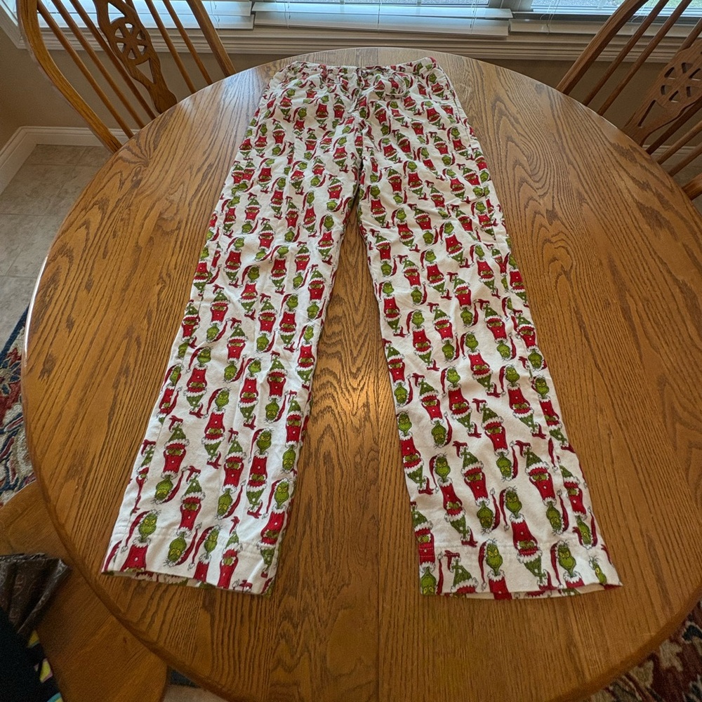 Hanna Andersson Adult S Unisex Grinch Flannel Pajama Pants White PJ’s Holiday